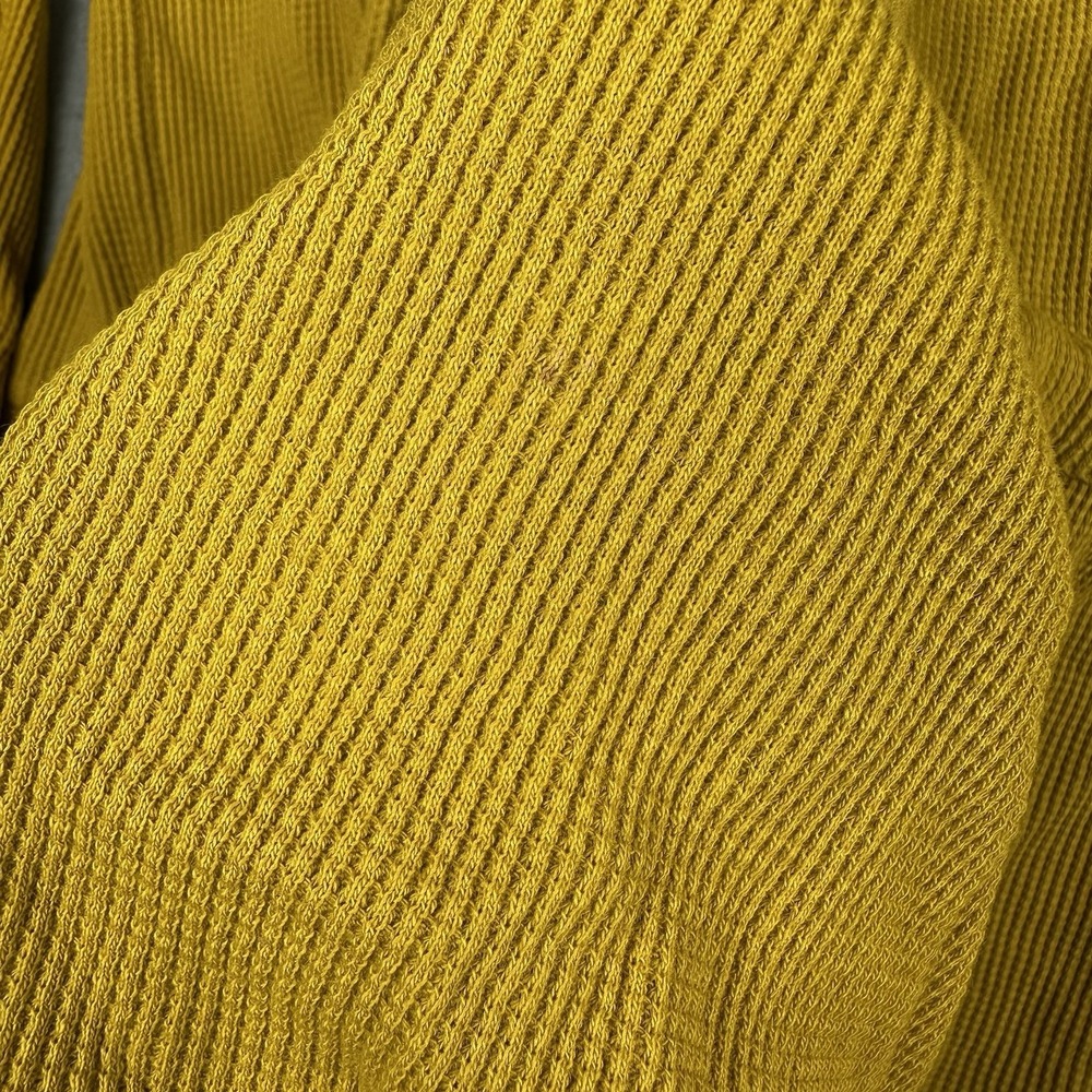 Maeve Anthropologie Waffle Knit Top Womens Small Yellow Excellent Tiered Thermal - Picture 8 of 8